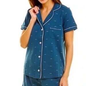 Roller Rabbit x Faherty Pajama Top Womens XS Button Up Polo Organic Cotton Shirt